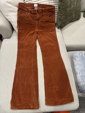 Time and Tru Women's Rust Corduroy Wide-Leg Jeans